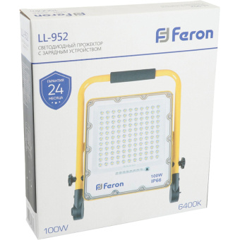 Прожектор светодиодный Feron LL-952 переносной с з/у IP66 100W 6400K(48677)