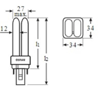 Лампа люминесцентная КЛЛ неинтегрированная OSRAM CFL DULUX D 18W/840 G24D-2