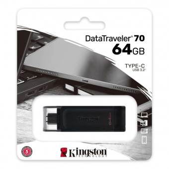 Флеш-память USB 3.2 Gen1 64 Гб Kingston DataTraveler 70 (DT70/64GB)