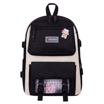 Рюкзак HEIKKI COMBO (ХЕЙКИ), сумка-шоппер, косметичка, пенал В ПОДАРОК, черно-белый, 42х30х14 см, 27