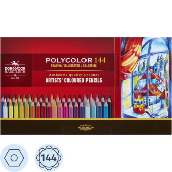Карандаши цветные худож POLYCOLOR 3828 144цв/наб мет.кор. 3828144001PL
