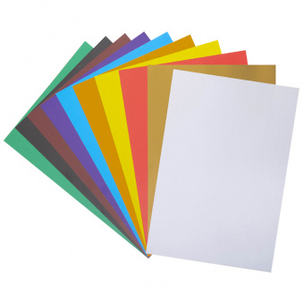 Картон цветной A4, ArtSpace, 10л., 10цв., "Волшебный"(золото, серебро), мелованный в папке, "Дельфин