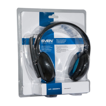 Наушники с микрофоном Sven AP-680MV (с регулятором громкости), 2,5м, черный