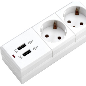 Сетевой фильтр Buro BU-SP1.8_USB_2A-W 1.8м (6 розеток) белый (коробка)