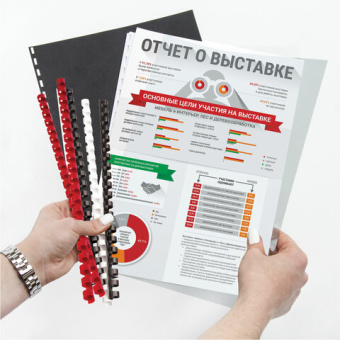 Пружины пластиковые для переплета, КОМПЛЕКТ 100 шт., 14 мм (для сшивания 81-100 л.), белые, BRAUBERG