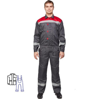 Костюм рабочий летний муж. Л20-КПК сер/красн (р.68-70) 170-176 (Арсенал-СП)