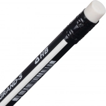 Карандаш чернографитный дерево HB с ластиком Комус Grand-S заточенный чёрный