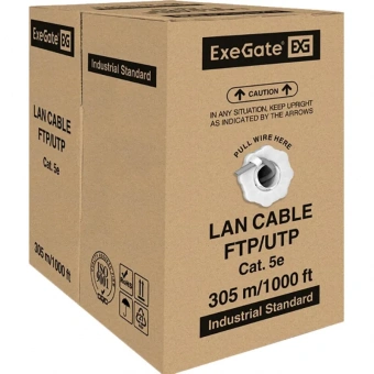 Кабель ExeGate FUTP4-C5e-CCA-S24-IN-PVC-GY-305 FTP, экран <EX190970RUS