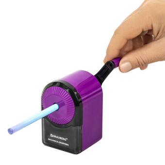 Точилка механическая BRAUBERG ULTRA для чернографитных и цветных карандашей, крепление к столу, цвет корпуса сиреневый с черным, 2