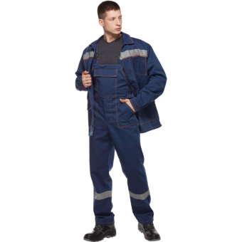 Костюм рабочий летний м л28-КПК с СОП т.син 44-46/182-188(Леон Спецодежда)