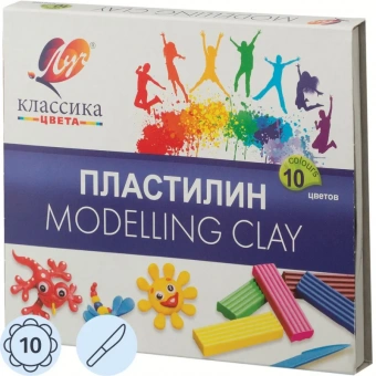 Пластилин 10цв,Классика,200гр,со стеком