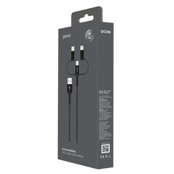 Кабель Pero USB A - USB Type-C - micro USB - Lightning 1 м (4603768350729)