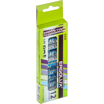 Батарейки Ergolux Alkaline мизинчиковые AAA LR03 (12 штук в упаковке)