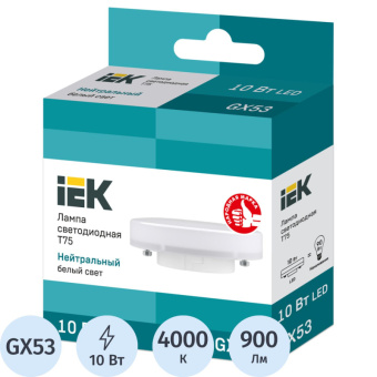 Лампа светодиодная IEK ECO T75 LLE-T80-10-230-40-GX53 10Вт 230В 4000К GX53