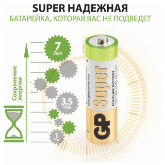 Батарейки GP Super, AA (LR6, 15А), алкалиновые, пальчиковые, КОМПЛЕКТ 40 шт., 15A-2CRVS