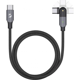 Кабель Deppa USB-C - USB-С, USB 2.0, 3A, 1.2м, алюминий, нейлон, черный