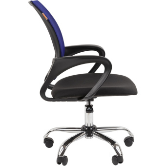 Кресло EChair-304LT TC ткань черн/сетка синий, хром