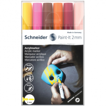 Набор маркеров акриловых  Schneider "Paint-it 310", 2мм, ассорти, 6шт.