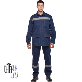 Костюм рабочий летний м л28-КПК с СОП т.син 44-46/182-188(Леон Спецодежда)