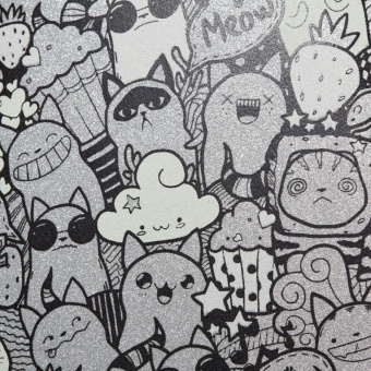 Ранец Комус Класс Коты серебро,  меняет цвет, 2 отд., эргоном. спинка