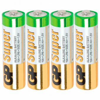Батарейки КОМПЛЕКТ 4 шт., GP Super, AA (LR06, 15А), алкалиновые, пальчиковые, блистер