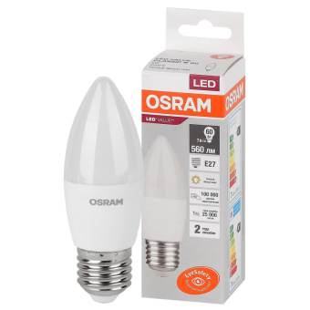 Лампа светодиодная Osram LED Value B свеча 7Вт E27 3000К 560Лм 220В