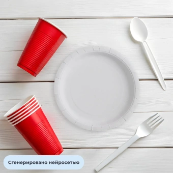 Тарелка одноразовая бумажная Комус Эконом 230 мм белая (50 штук в упаковке)