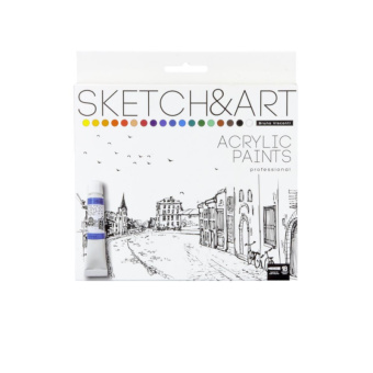 Краски акриловые SKETCH&ART 18 цв.  12 мл в коробке-пенале 70-0014