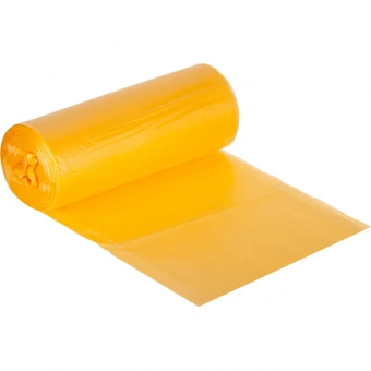 Мешки для мусора на 35 л Luscan желтые (ПНД, 8 мкм, в рулоне 30 штук, 48х58 см)