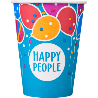 Стакан одноразовый бум односл. 350 мл d-90мм Happy People МИКС  50шт/уп