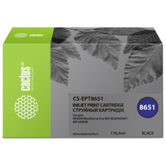 Картридж струйный Cactus CS-EPT8651 T8651 чер.для Epson WF5190