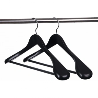 Вешалка-плечики анатомическая Attache деревянная с перекладиной черная (размер 48-50)