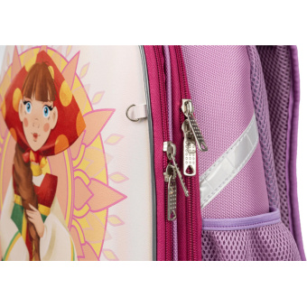 Ранец КОМУС Три богатыря Любава,Basic 2 отд.,эргоном. спинка,пайетки полиэс