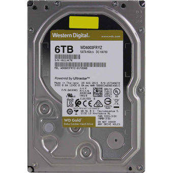 Жесткий диск WD Gold  6TB 3.5 SATA, 256MB, 7200 rpm (WD6003FRYZ)