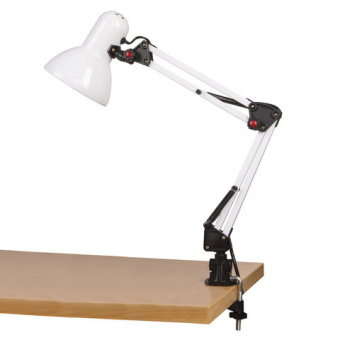 Светильник настольный SONNEN TL-007, на подставке + струбцина, 40 Вт, Е27, БЕЛЫЙ, высота 60 см, 2355