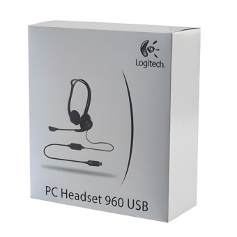 Наушники с микрофоном (гарнитура) LOGITECH PC 960, проводная, компьютерная, 2,4 м, стерео, USB, черн