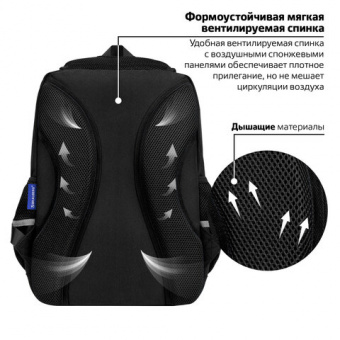 Рюкзак BRAUBERG STAR, 1 отделение, 5 карманов, "Digital tools", черный, 40x29x13 см, 273133