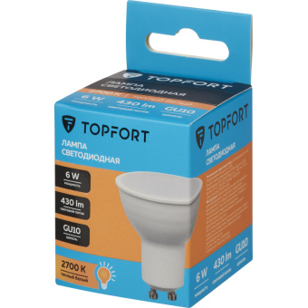 Лампа светодиодная Topfort GU10 6W 2700K