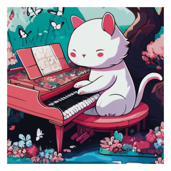 Записная книжка 170*170мм 40л. на скрепке MESHU "Cat`s symphonie", soft-touch ламинация, блок без линовки, 80г/м2