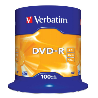 Носители информации Verbatim DVD-R 4,7GB 16х CB/100 43549