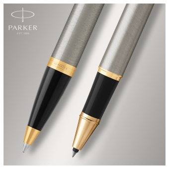 Набор Parker "IM Brushed Metal GT": ручка шариковая, 1,0мм и ручка-роллер, 1,0мм, подарочная упаковк