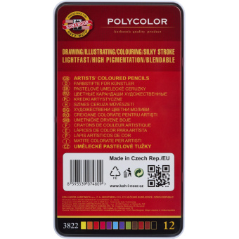 Карандаши цветные худож. POLYCOLOR 3822 12цв/наб мет.кор. 3822012002PL