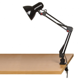 Светильник настольный SONNEN TL-007, на подставке + струбцина, 40 Вт, Е27, черный, высота 60 см, 235