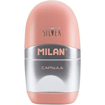 Ластик-точилка Milan Capsule Silver из натурального каучука с двумя запасными ластиками