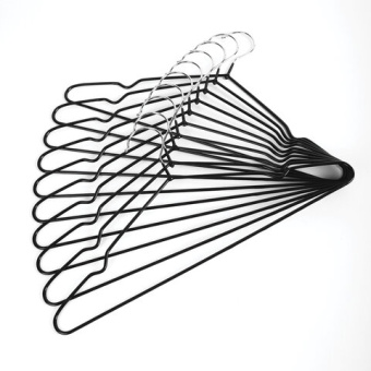 Вешалки-плечики для одежды, размер 48-50, металл, антискользящие, КОМПЛЕКТ 10 шт., черные, BRABIX PR