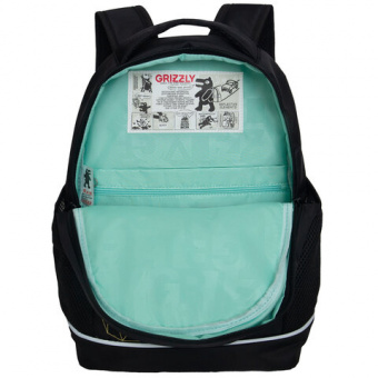 Рюкзак GRIZZLY школьный, анатомическая спинка, 2 отделения, для девочек, "GOLD CAT", 38х28х18 см, RG