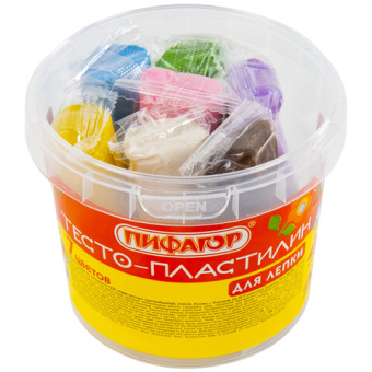 Пластилин на растительной основе (тесто для лепки) ПИФАГОР, 7 цветов, 210 г, пластиковый стакан, 104