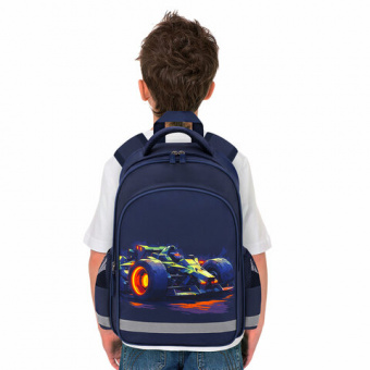 Рюкзак ПИФАГОР SCHOOL, 1 отделение, 3 кармана, "Speed bolid", 38x28х14 см, 273170