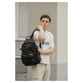 Рюкзак HEIKKI FUSION (ХЕЙКИ) универсальный, отделение для ноутбука, карман-антивор, черный, 43х30х14