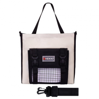 Рюкзак HEIKKI COMBO (ХЕЙКИ), сумка-шоппер, косметичка, пенал В ПОДАРОК, черно-белый, 42х30х14 см, 27